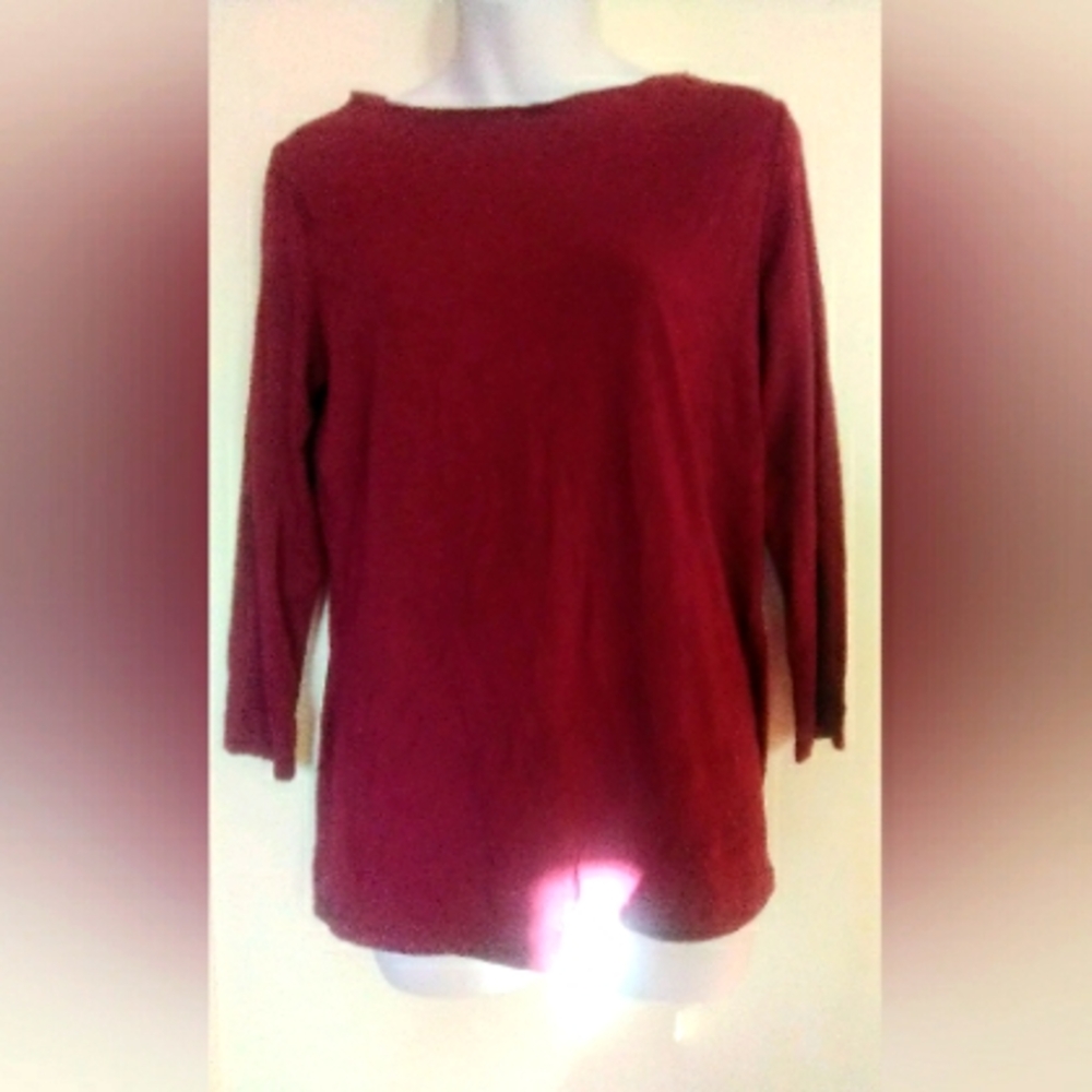 TRAVEL SMITH LADIES BURGUNDY LONG SLEEVED TOP